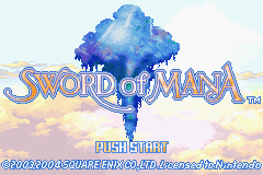 Sword of Mana title screen for GameBoy Advance